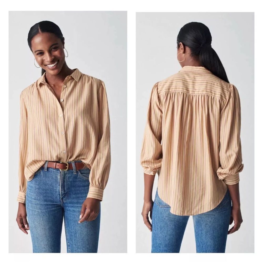 Faherty Women's Tan Button Down Shirt